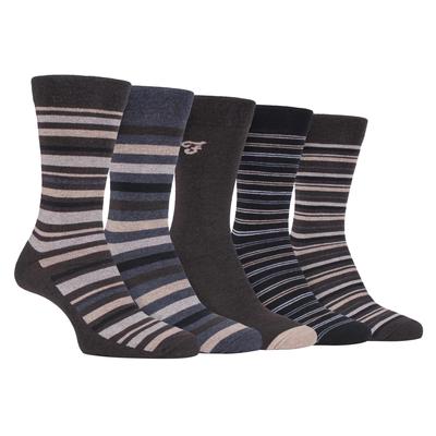 Farah - 5er-Pack dünne, atmungsaktive, klassische, gestreifte, gemusterte, weiche Baumwoll-Kleider-Socken für Herren - FCS271BRNGRY (gestreift) Image