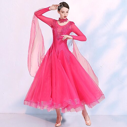 elegantes Gesellschaftstanzkleid Damen Wettbewerb Walzer Tanzkleid Langarm Tango moderne Standardkostüme Image