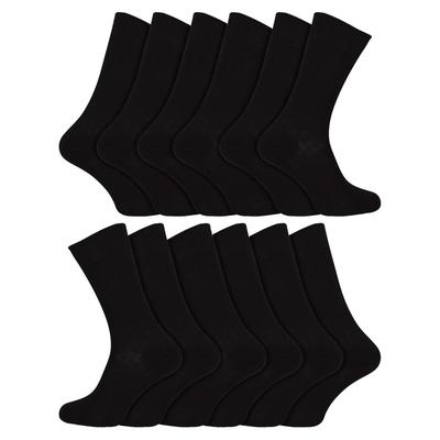 12 Paar Multipack Herren 100% ägyptische Baumwolle Socken | Socken Snob | Luxus gerippt nahtlose Mitte Kalb schwarze Socken - schwarz Image