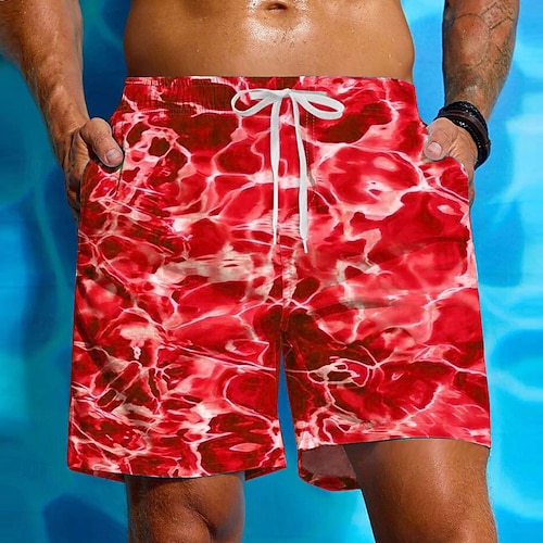 Herren Ozean Wellen Badehosen Badeshorts Boardshorts Mittlere Taille Streetwear Hawaiianisch Strandurlaub Seitentaschen Netzfutter Elastischer Kordelzug in der Taille Designer Bekleidung Image