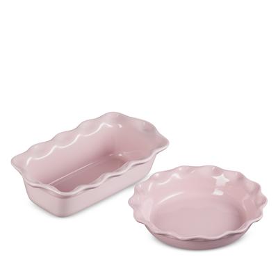 Le Creuset Heritage Stoneware Fluted Pie Dish and Loaf Pan Set - Chiffon Pink
