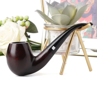 MUXIANG BriarWood Smoking Pipe Handmade Bent Stem Tobacco Pipe 9mm Filter Activated Carbon Filter