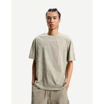 Bershka Faded Short Sleeve T-Shirt Men L Camel