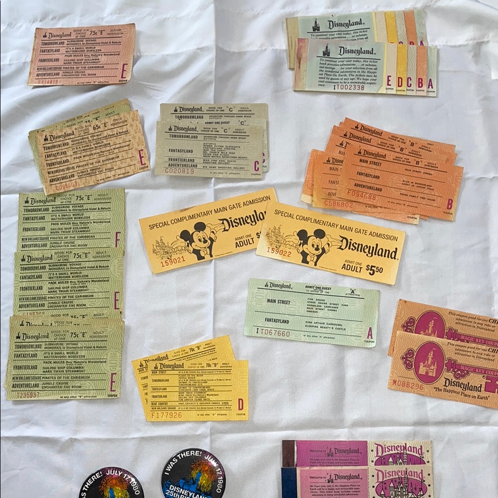 Disney Art | Vintage Disneyland Ticket Collection | Color: Orange/Yellow | Size: Os