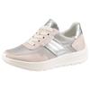 Keilsneaker ARA "NEW YORK", Damen, Gr. 6,5, hellbeige, silbefarben, Velourslederimitat, Lederimitat, Textil, kontrastfarbene Details, metallisierte Fasern, sportlich, Schuhe, Keilsneaker, Schnürschuh in Komfortweite H (= sehr weit)
