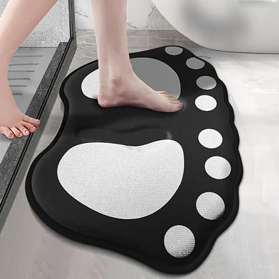 TEMU Non-slip Flannel Bath Mat With Paw - Soft, Absorbent, And Lightweight Bathroom Mat For Shower, Tub, And Toilet - Black And White, 40x60cm (15.7x23.6 Inches), Bathroom Mat Image