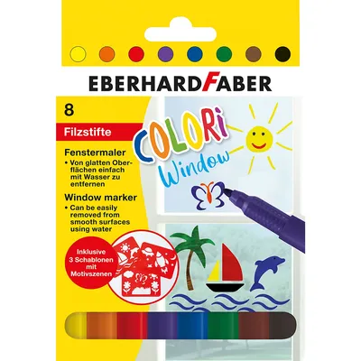 Filz-Fenstermaler, 8 Stück + 3 Schablonen Image