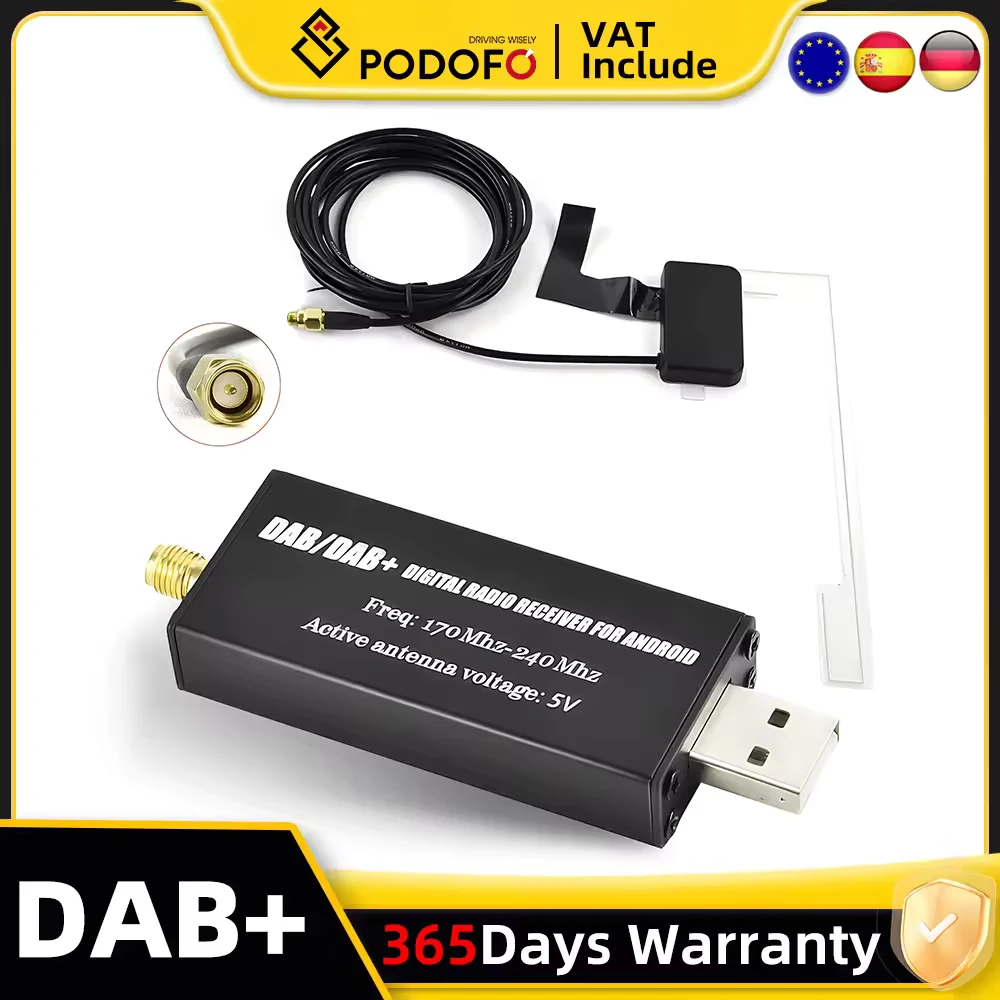 Car DAB Radio Receiver Digital Adapter Tuner Box USB Android Radio DAB+ Digital Audio Broadcasting Antenna For Multimedia Playe Image