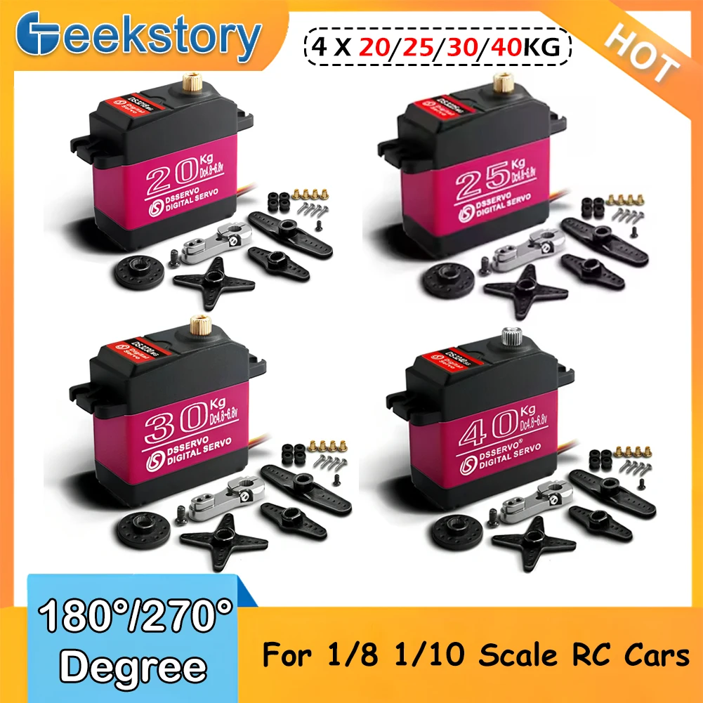 4 Stück Digitalservo 20 kg 25 kg 30 kg 35 kg 40 kg Hochgeschwindigkeitsservo Metal Gear Servo Pro IP66 RC Baja Servo für 1/8 1/10 RC-Cars Image