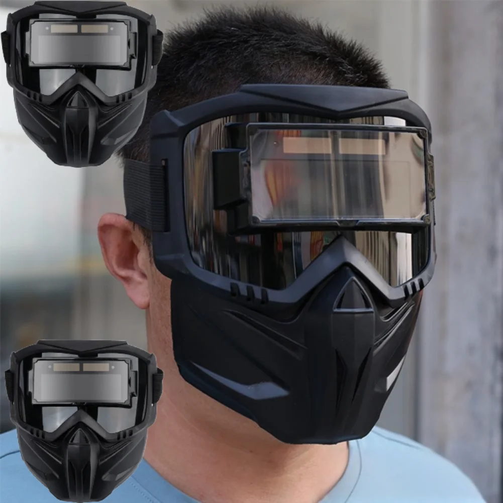 1/2PC Auto Verdunkelung Schweißen Gläser Arbeit Schutz Ausrüstung Gesicht Schutz Einstellbare Band Schlagfest Schweißer Maske Abdeckung Image