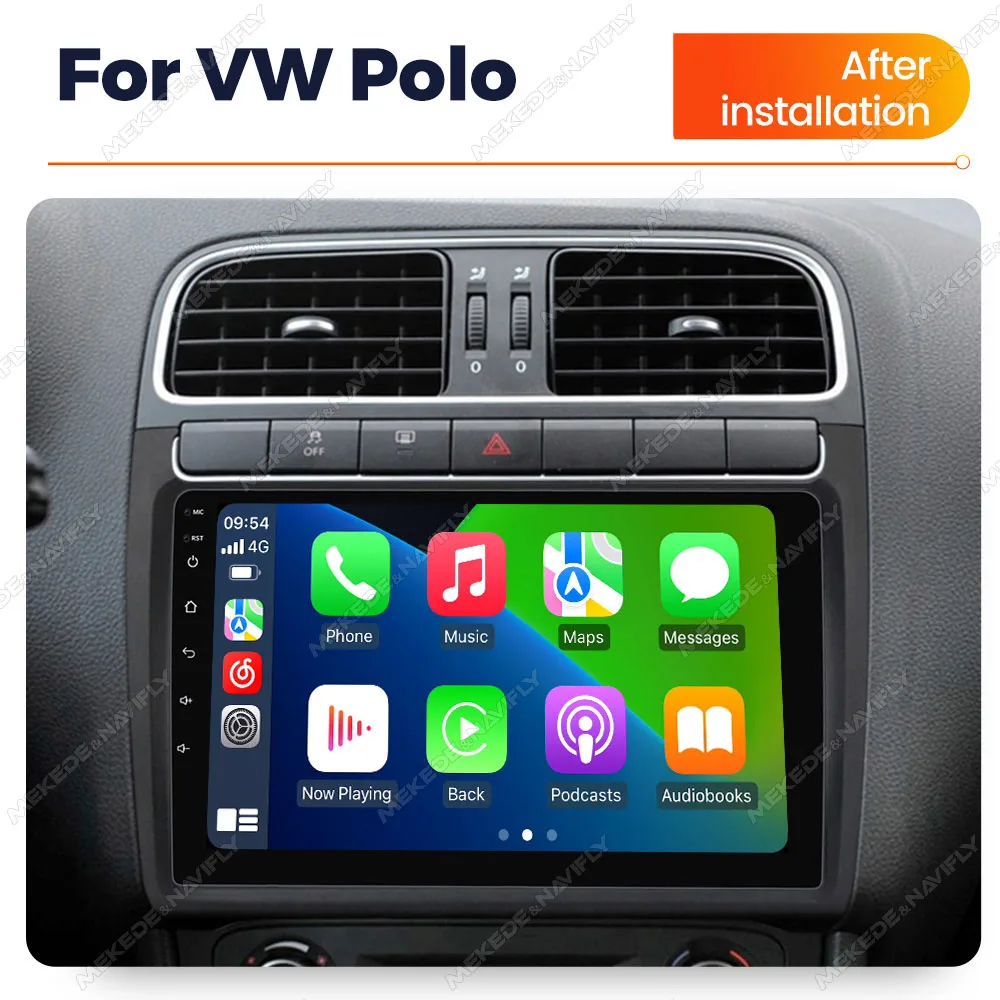 9 zoll IPS bildschirm Android 14 Auto Radio Für VW Volkswagen POLO Limousine 2008-2015 Drahtlose Auto spielen Auto multimedia-Player GPS DSP Image