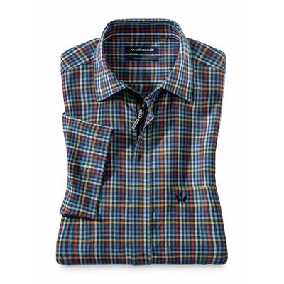 Walbusch Herren Leinen-Mix Oberhemd Zip & Go Blau kariert Image