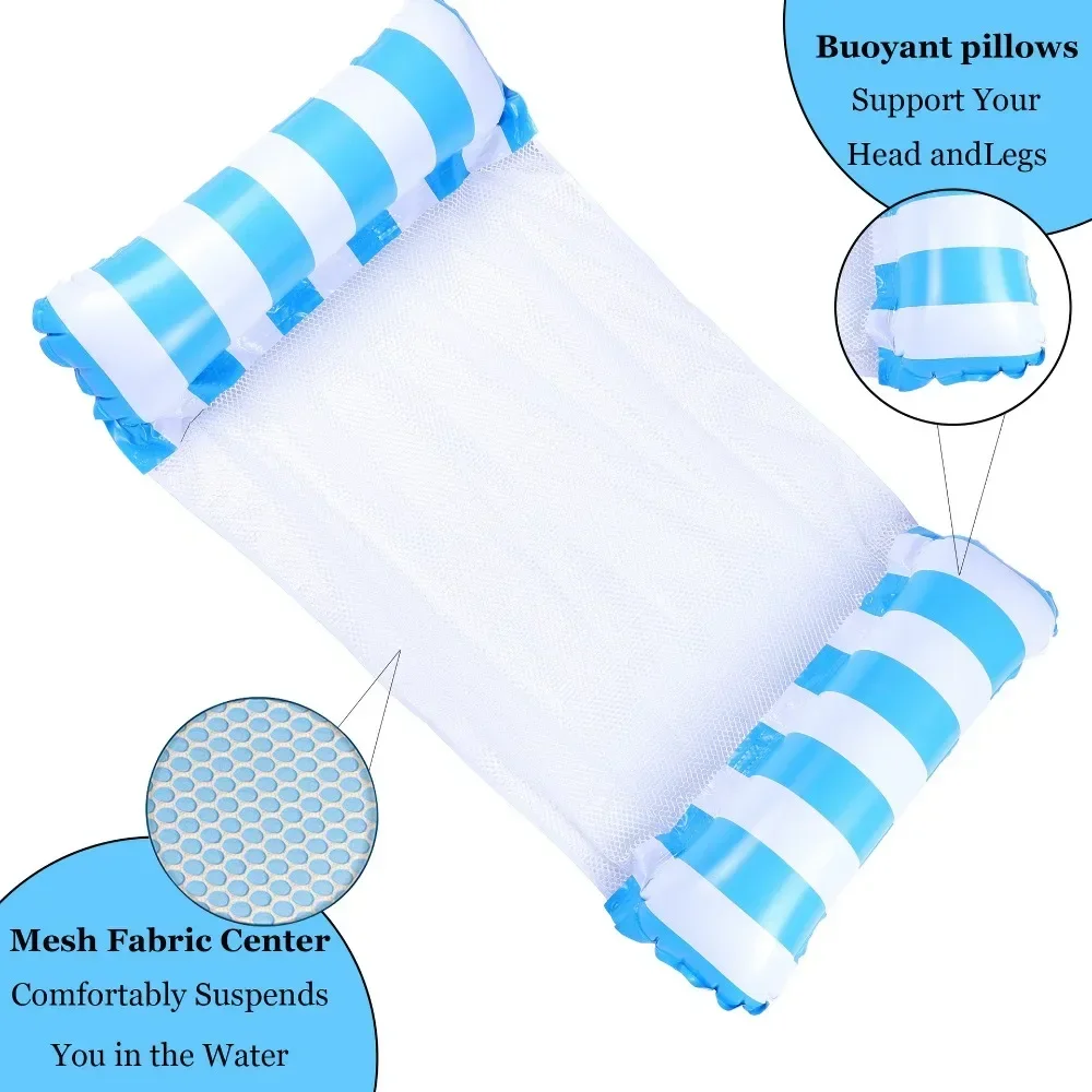 Sommer Schwimmen Aufblasbare Schwimmende Wasser Matratzen Hängematte Streifen Lounge Stühle Pool Wasser Sport Spielzeug Schwimmende Matte Pool Spielzeug Kinder Image