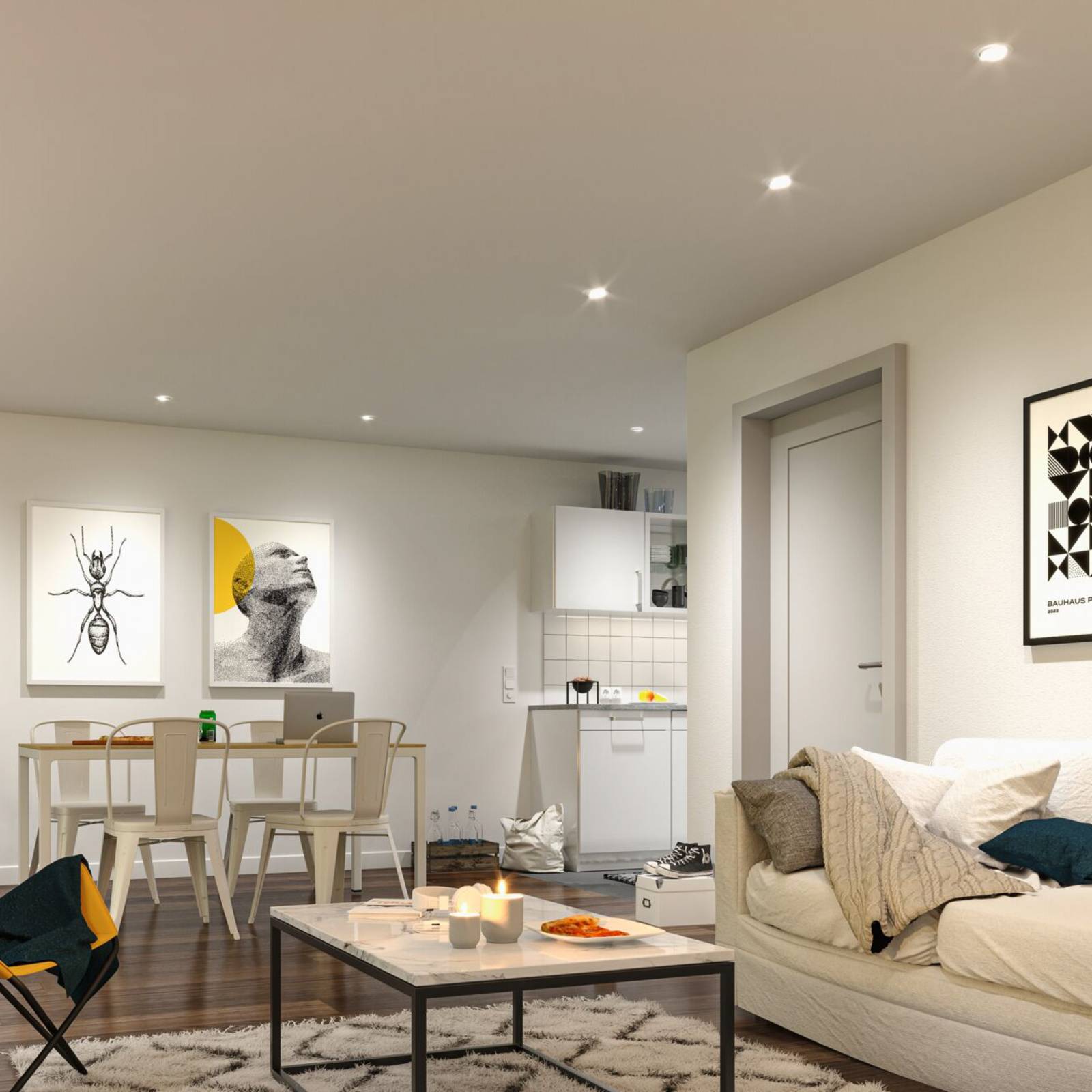 Paulmann Coin Base LED-Einbauspot, weiß 3er-Set RGBW ZigBee Base, dimmbar, weiß / opal, für Wohn- / Esszimmer, Metall, Modern, Smart Home Einbaulampe