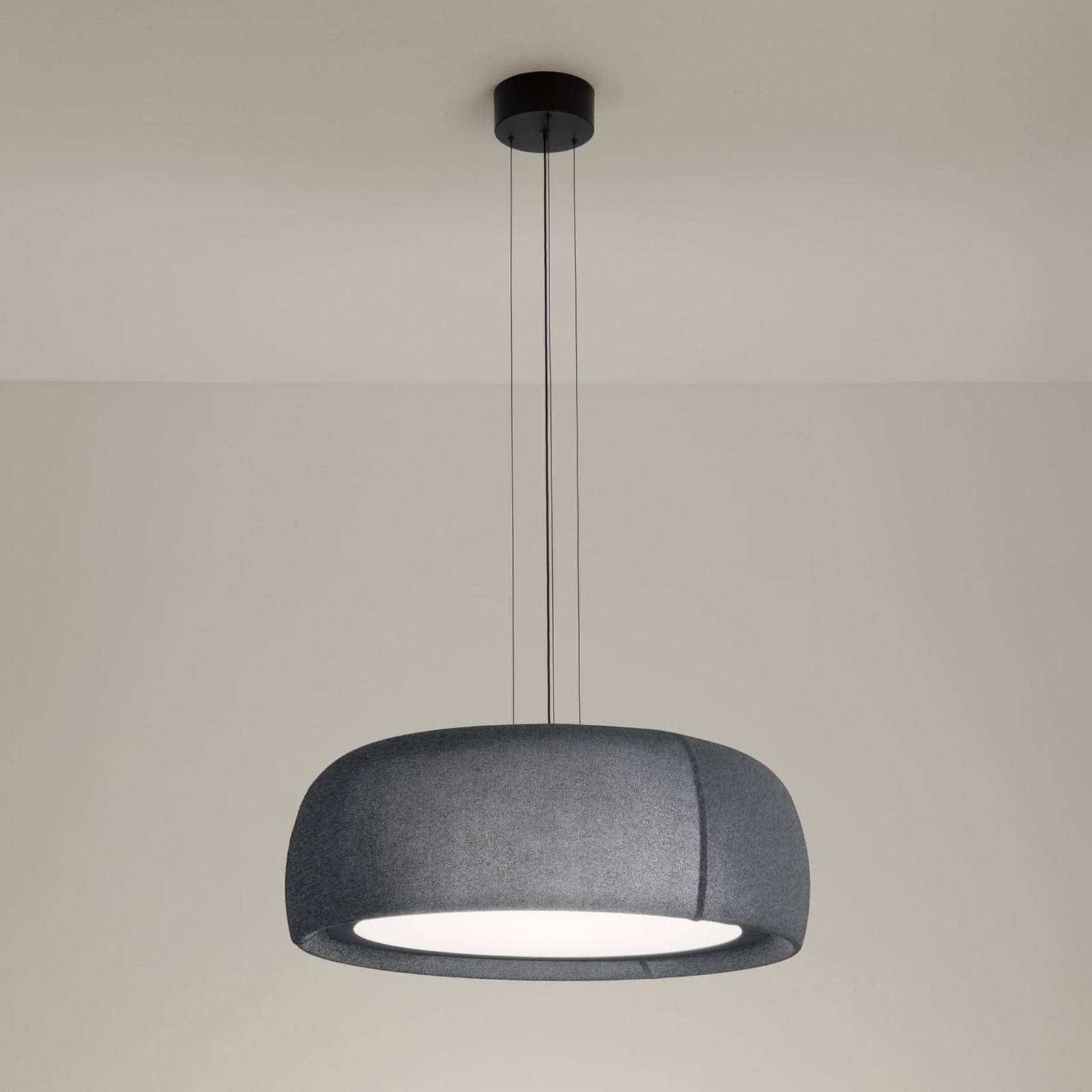 LEDS-C4 Hängelampe Gong, dimmbar, alu / grau / zink, für Wohn- / Esszimmer, Textil / Stoff / Seide, Modern, Pendelleuchte