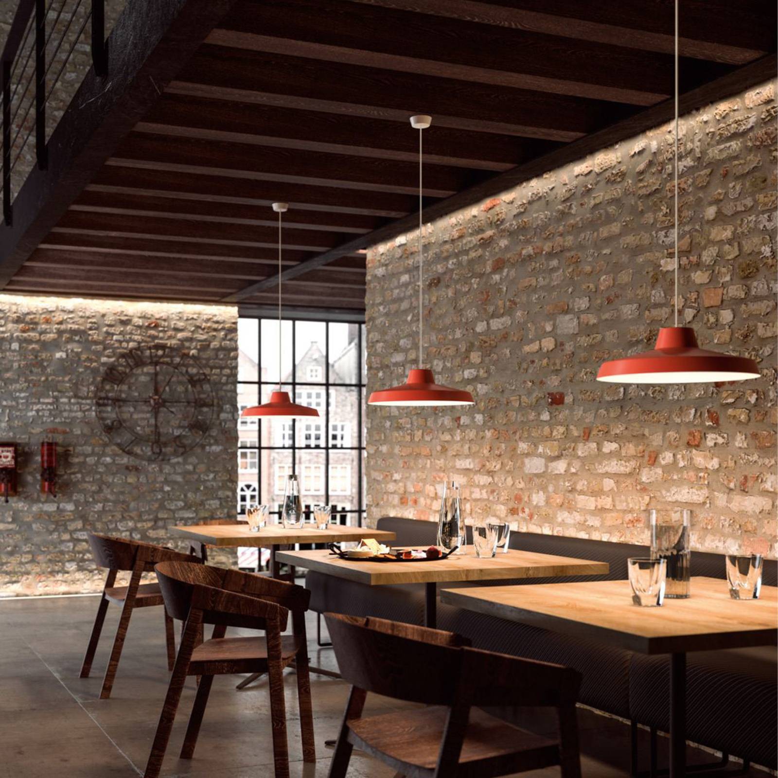 Linea Light Hängelampe Miguel, rot, für Küche, Aluminium