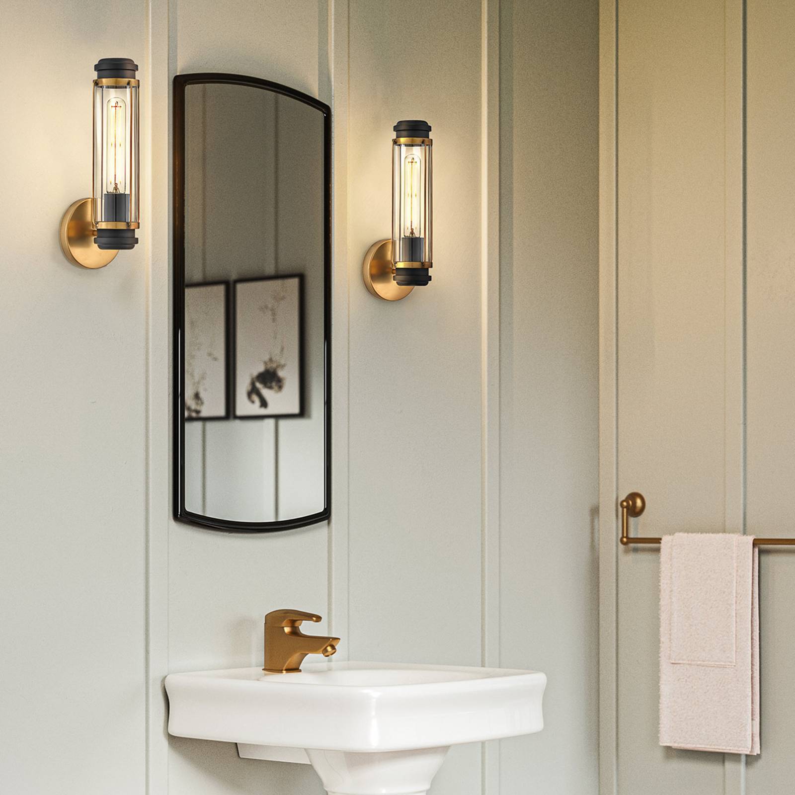 HINKLEY Wandlampe Masthead, dimmbar, klar / transparent, für Badezimmer, Metall, Modern, Wandleuchte, Wandlampe Bad