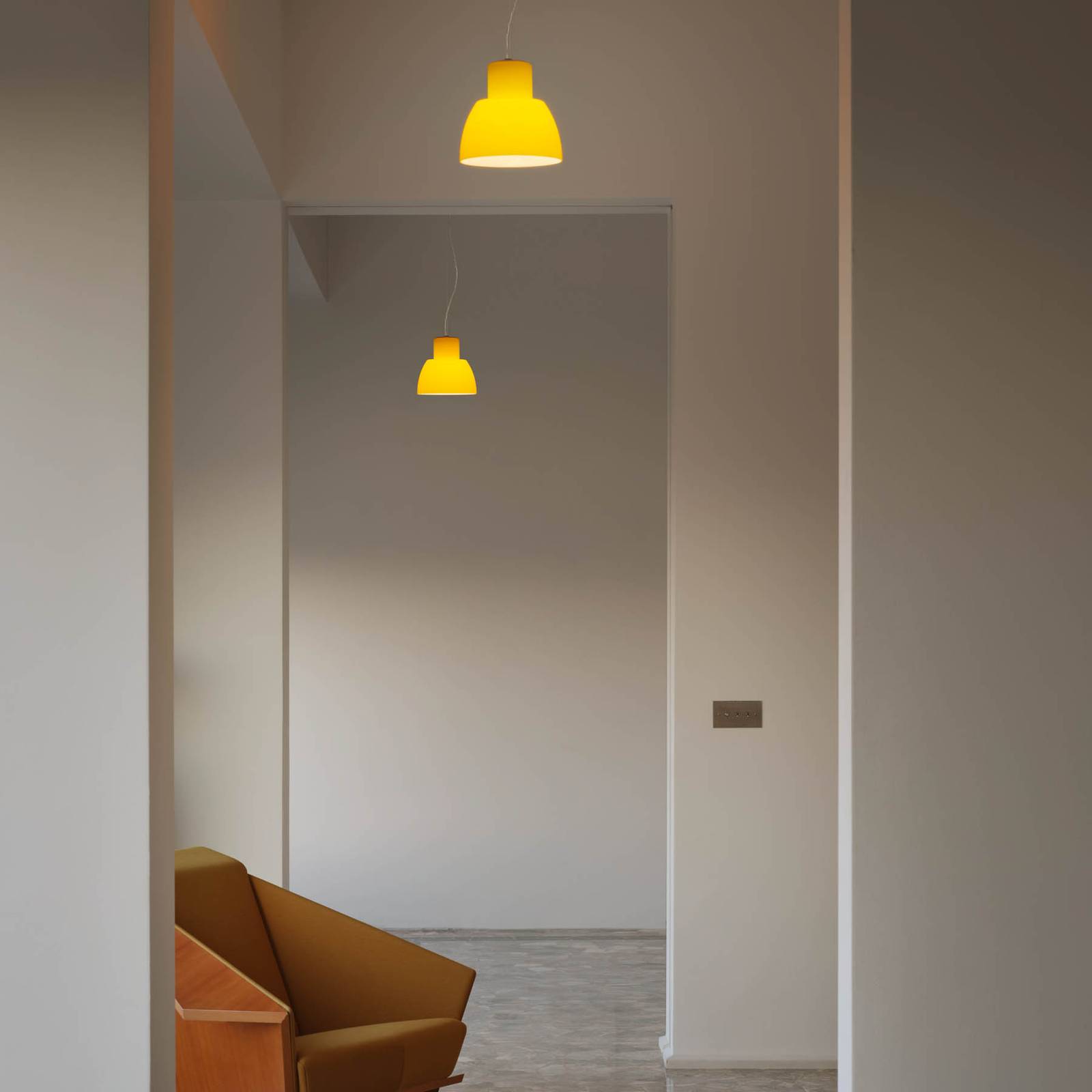 Nemo Glas Hängelampe Lorosae, dimmbar, gelb / orange, für Wohn- / Esszimmer, Glas, Pendelleuchte