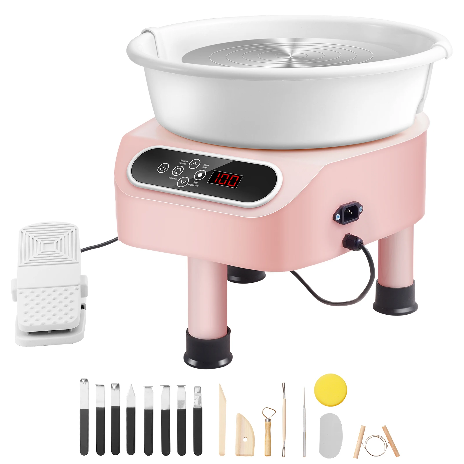 SucceBuy Keramikrad, 11 Zoll Keramikformmaschine, Keramikrad mit Direktantrieb, 450 W, elektrisches Rad für Keramik mit Fußpedal Image