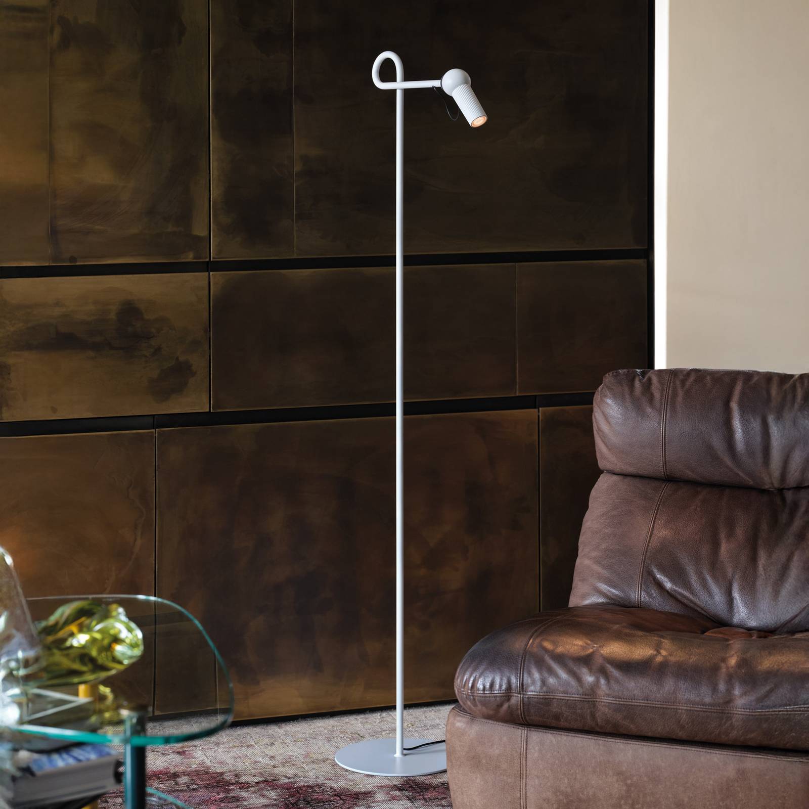 kdln LED Stehlampe Bird, dimmbar, weiß / opal, für Wohn- / Esszimmer, Metall, LED Stehlampe