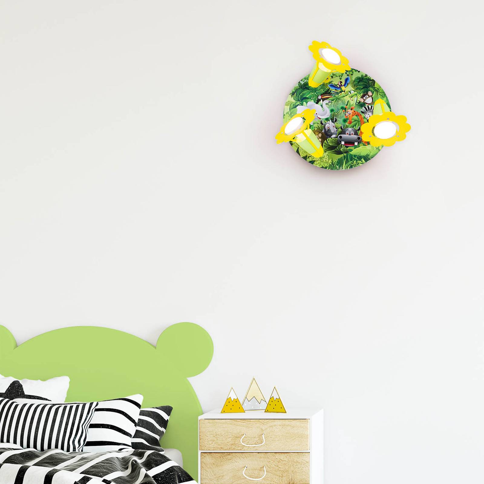 Elobra Wandleuchte Rondell Wildnis Wildnis, dimmbar, grün, für Kinderzimmer, Holz, Wandleuchte, Wandlampe Innen