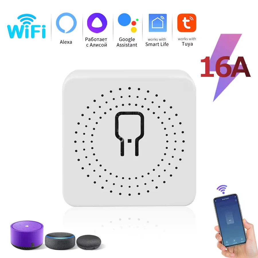 Tuya 16A Mini WiFi Schalter Smart Life App 2-Wege-Steuerung Smart Home Automation Modul Interruptor Arbeit für Alexa Google Home Image