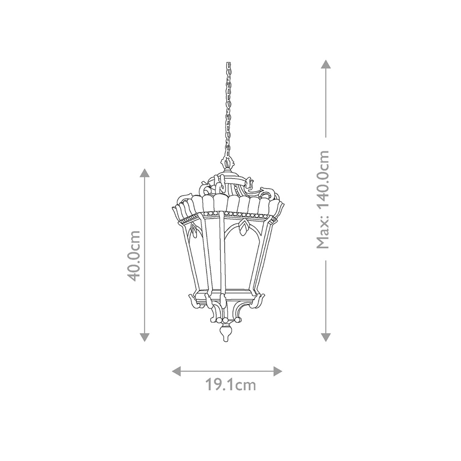 KICHLER Außenhängeleuchte Tournai, Ø 19 cm, bronze, Aluminium, Glas dimmbar, bronze / altmessing, Aluminium, Antik