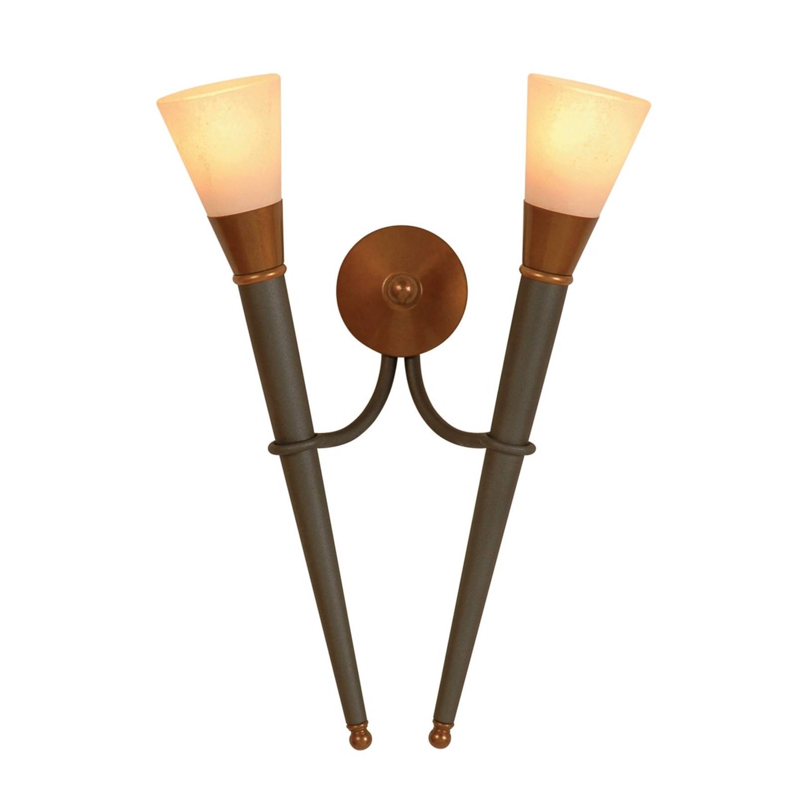 Menzel Stella - 2-flammige Wandfackel STELLA, dimmbar, braun / rost, für Wohn- / Esszimmer, Metall, Landhaus / Rustikal, Wandleuchte, Wandlampe Innen