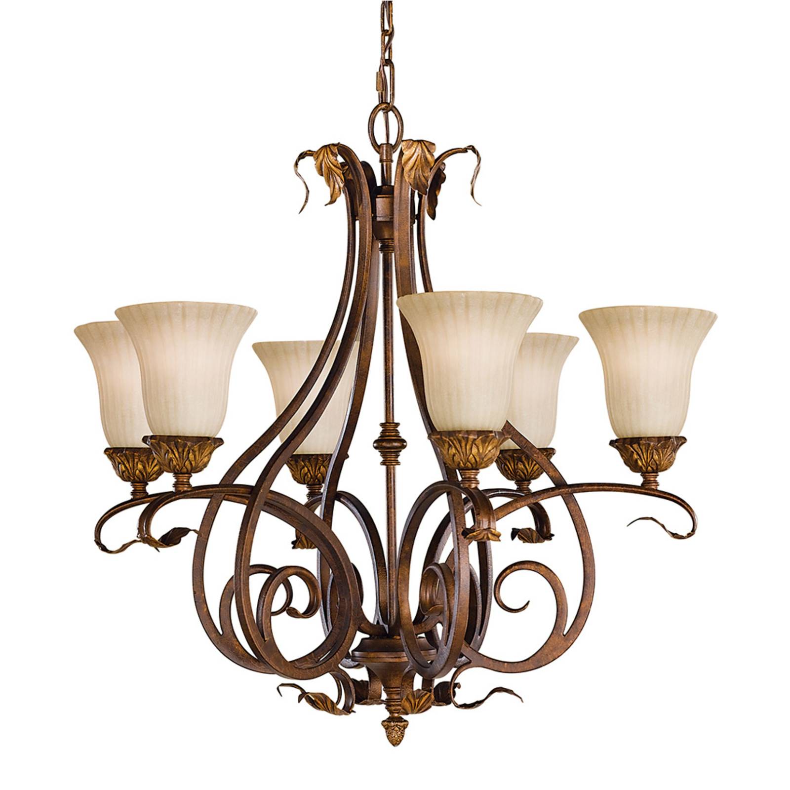 FEISS Kronleuchter Sonoma Valley, dimmbar, bronze / altmessing, für Wohn- / Esszimmer, Metall, Kronleuchter