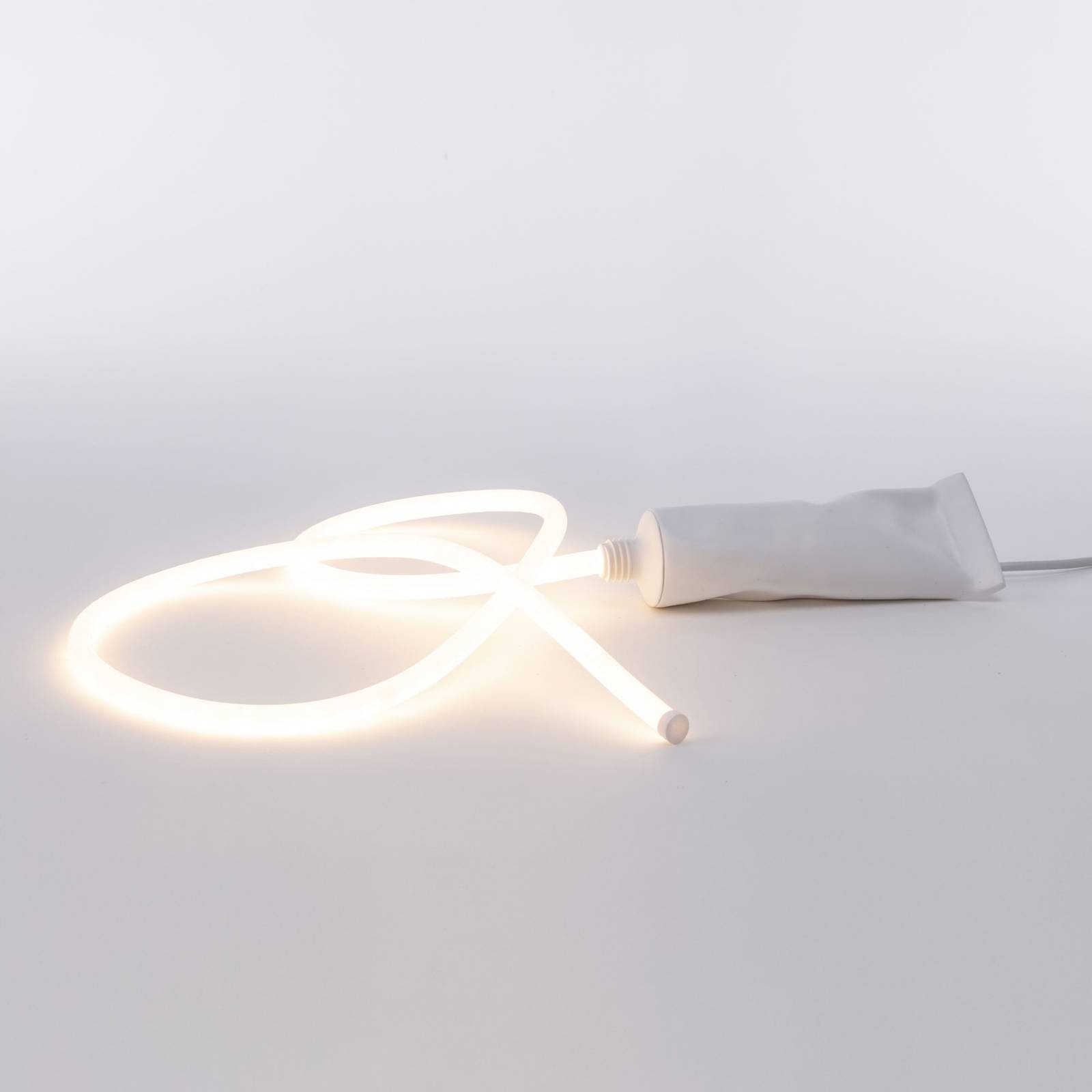 SELETTI Daily Glow LED-Dekolampe, Zahncreme-Tube, weiß / opal, für Wohn- / Esszimmer, Kunststoff, Design, Tischlampe