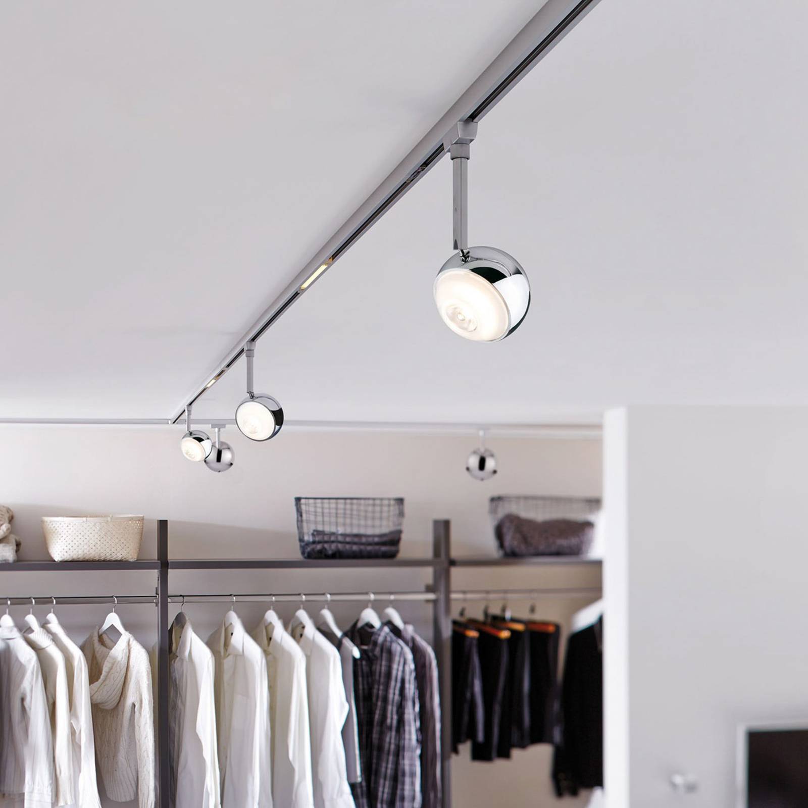 Paulmann URail Capsule II LED-Spot 2.700K chrom II, dimmbar, chrom / silber, für Wohn- / Esszimmer, Metall, Modern