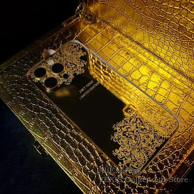 Premium Private Custom 24K Gold iPhone Housing with Logo Limited Edition Back Shell for iPhone 16Pro Max 15Pro 14Pro