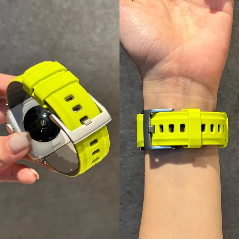 Zweifarbiges Sport-Silikonarmband für Apple Watch Ultra 2 49 mm 46 mm 45 mm 44 mm 42 mm Band für iWatch Serie 10 9 8 7 6 5 4 Armband Image