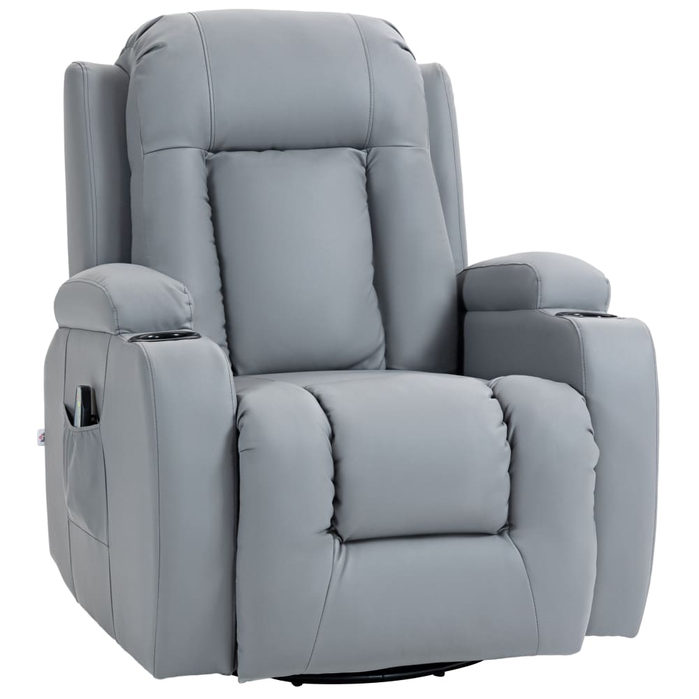 Fauteuil de massage chauffant 360° pivotant gris clair