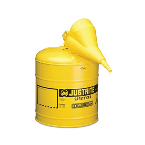 Justrite Type I Steel Safety Can, Diesel, 5 gal, Yellow, with Funnel (400-7150210) Each