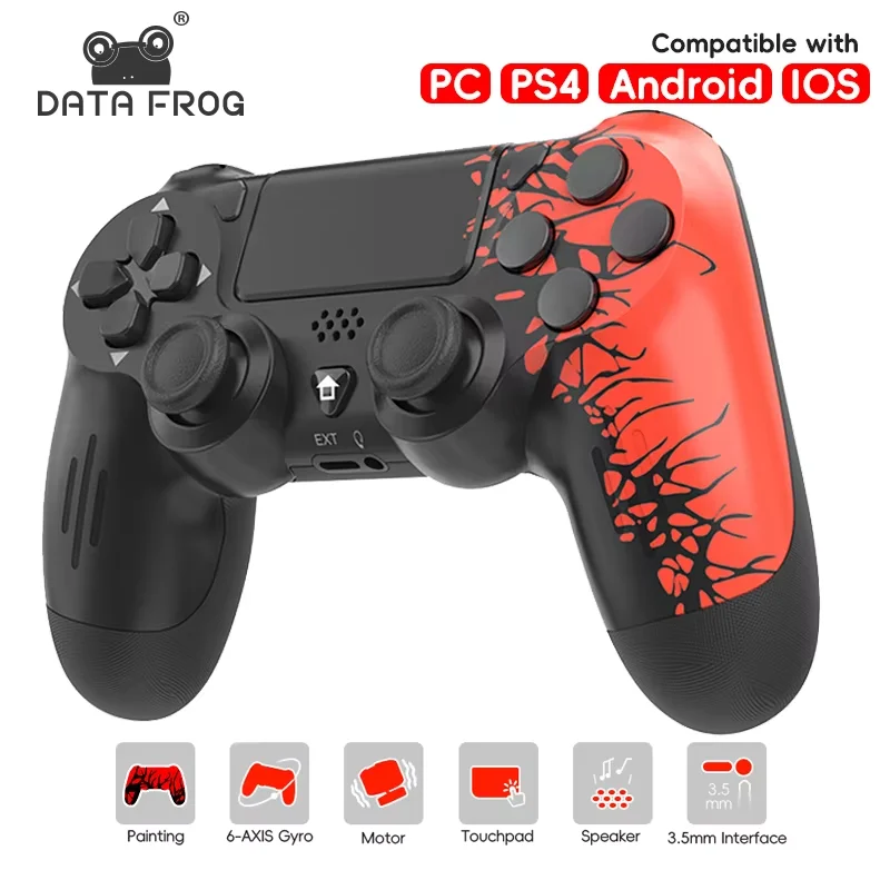DATA FROG-Manettes de jeu sans fil compatibles Bluetooth, manette de jeu Spide, manette de jeu PS4 Slim, manette de console Pro, manette de jeu PC
