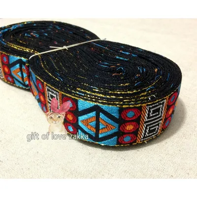 Zakka Handmade Accessories DIY Lace Ribbon Polyester Woven Jacquard Ribbon With Ethnic Embroidery