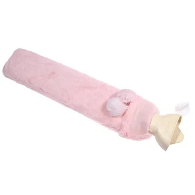 Long Hot Water Bottles Bag Pink Gray Removable Cover Extra Long Rubber Hot Water Bottle Waist Hand