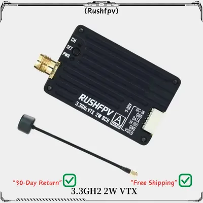 RUSHFPV 2025 New 3.3GHz 2W VTX with SMA Circular Polarized Antenna Supports IRC Tramp Protocol for