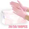 20/50/100PCS Pink Nitrile Gloves Household Cleaning Gloves Kitchen Bathroom Cleaning Tools Manicure Hairdressing Accessories