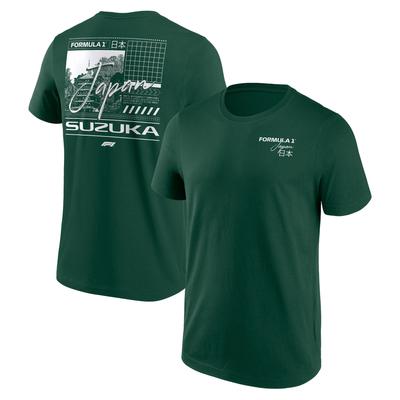 Formel-1-Japan-Collage-Grafik-T-Shirt – Dunkelgrün Image