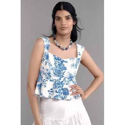 Maeve Square-Neck Peplum Tank Top