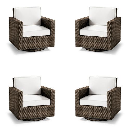 Small Palermo 4-pc. Swivel Lounge Chair in Bronze Wicker - Quick Dry, Sailcloth Salt - Frontgate