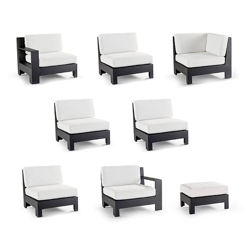 St. Kitts 8-pc. Modular Set in Matte Black Aluminum - Standard, Natural - Frontgate