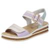 Keilsandalette RIEKER, Damen, Gr. 38, creme, flieder, mint, Nubuklederimitat, klassisch, Schuhe, Sommerschuh, Urlaubschuh, Sandale mit regulierbaren Klettverschlüssen