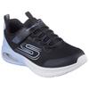 Sneaker SKECHERS "MICROSPEC MAX ADVANCE", Kinder, Gr. 30, bunt (schwarz, flieder), Textil, Lederimitat, kontrastfarbene Details, casual, Schuhe, Slip-OnSneaker, Klettverschluss,S-Logo, Größenschablone zum Download