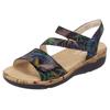 Keilsandalette REMONTE, Damen, Gr. 40, schwarz (schwarz multi), Leder, casual, Schuhe, Sommerschuh, Klettschuh, Riemchensandale mit Softfußbett