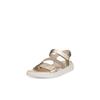 Plateausandale ECCO "ECCO FLOWT W", Damen, Gr. 40, gold (weiß, goldfarben), Leder, modisch, Schuhe, Sommerschuh, Klettschuh, Urlaubsandale, Sandalette mit Plateau