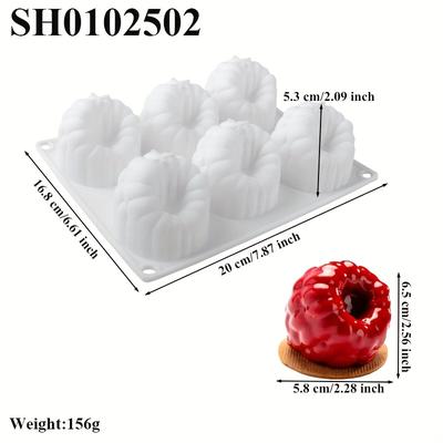 TEMU Silicone Mold For 6-cell 3d Raspberry-shaped French Mousse Cake, Baking Supplies For Kitchen Dessert Making Tools. Image