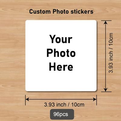 TEMU 96pcs Custom Photo Stickers, 4.5cm/10cm Square, Waterproof Vinyl Labels, Personalized Family & Pet Photo Decals, Adhesive Laptop & Laptop Decals, Pe Material, Custom & Image Stickers Image